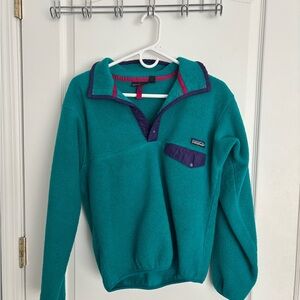 Patagonia Teal Fleece with Pink & Purple Trim